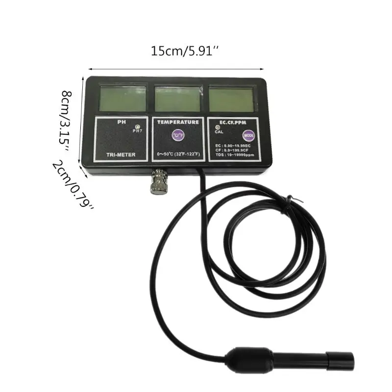 

6in1 Water Quality Tester Monitor Aquarium Water Temperature pH EC CF TDS Meter