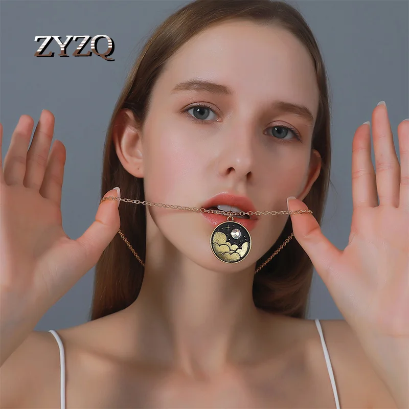 ZYZQ новые подарки на Хэллоуин украшения Ретро ночное небо круглый кулон ожерелье