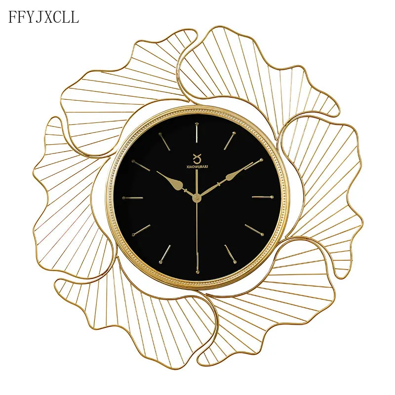

New Chinese Style Ginkgo Leaf Fashion Modern Minimalist Living Room Creative Light Luxury Home Wall Clock Wall Decor Home Decor