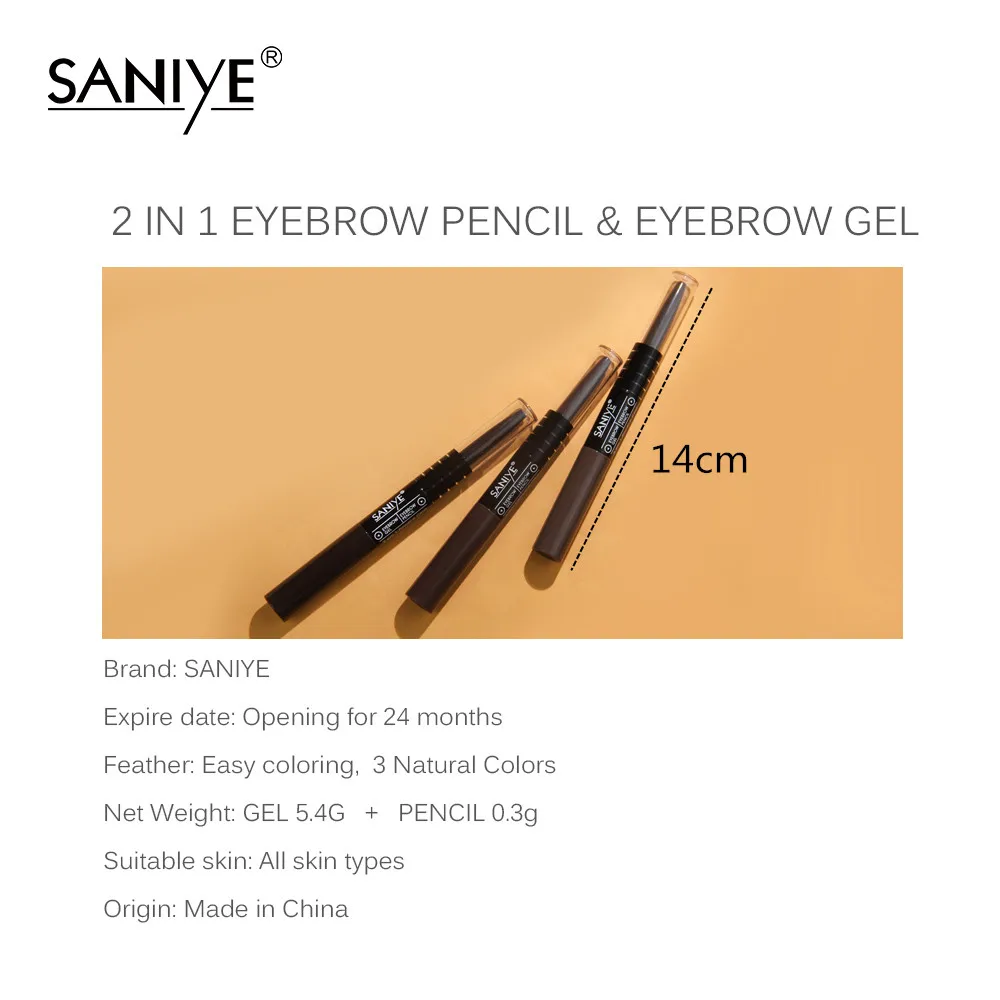 Двусторонняя ручка для бровей SANIYE с гелевым покрытием водонепроницаемый