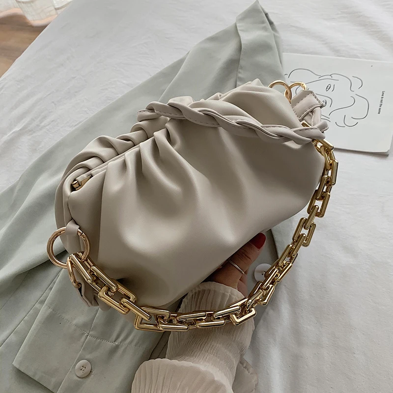 

Solid Color Elegant Female Tote bag 2020 Fashion Soft Leather New Women Designer Handbag Casual Travel Shoulder Messe Cloud Bag
