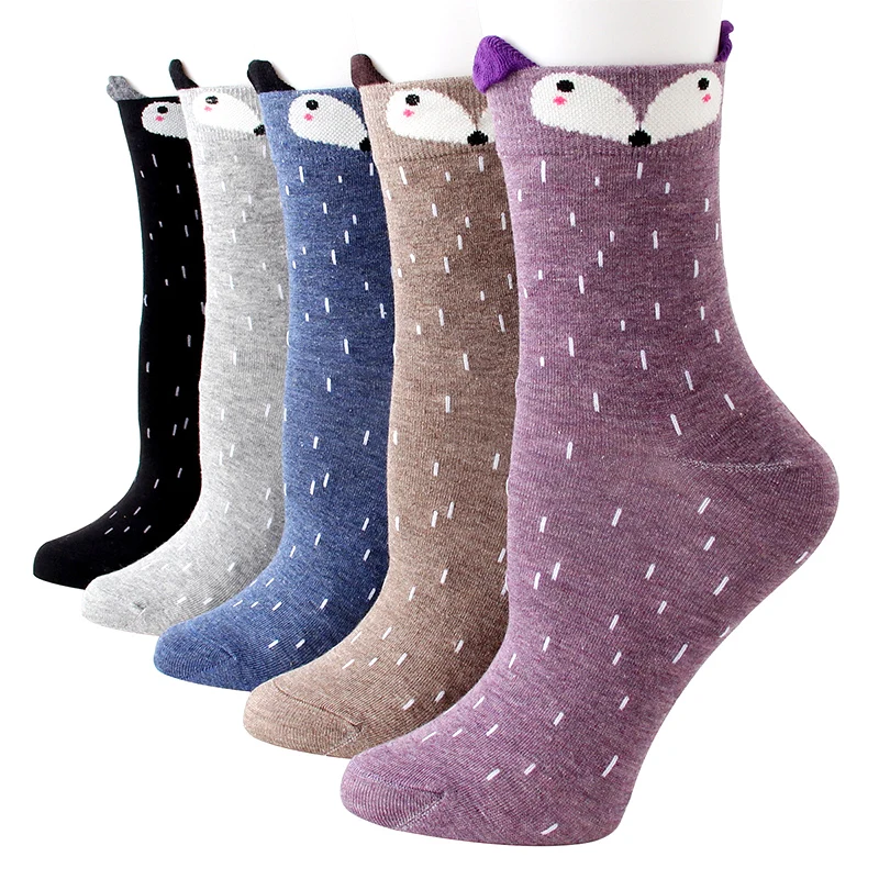 

5pairs/lot Womens Cartoon Socks Animal Fruit Cotton Funny Socks Character Cute Colorful Pattern Winter and Autumn Warm Socks