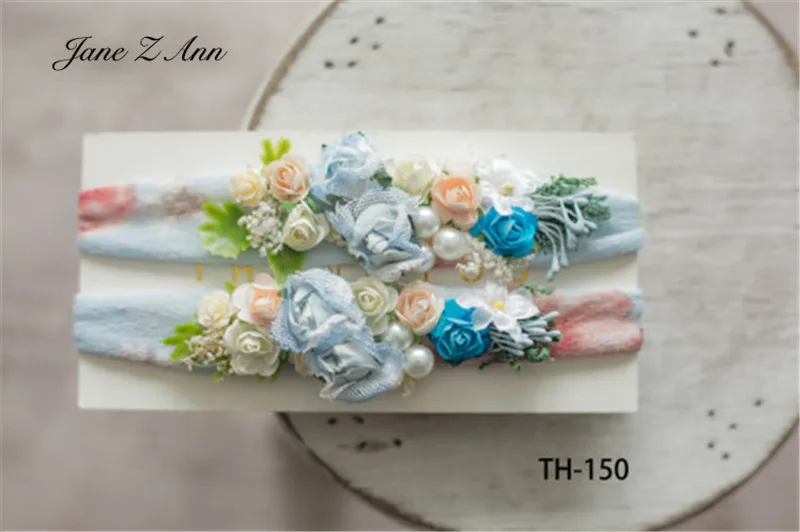 Diadema de flores para reci&eacute;n nacido, accesorios florales para estudio de tiro, hechos a mano para beb&eacute;, TH148-16-4