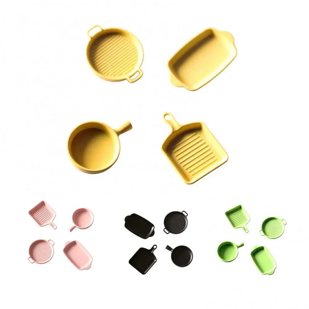 

4Pcs Dollhouse Simulation Kitchen Scene Baking Steak Pan Mini Model Decor Children Birthday Christmas Gift