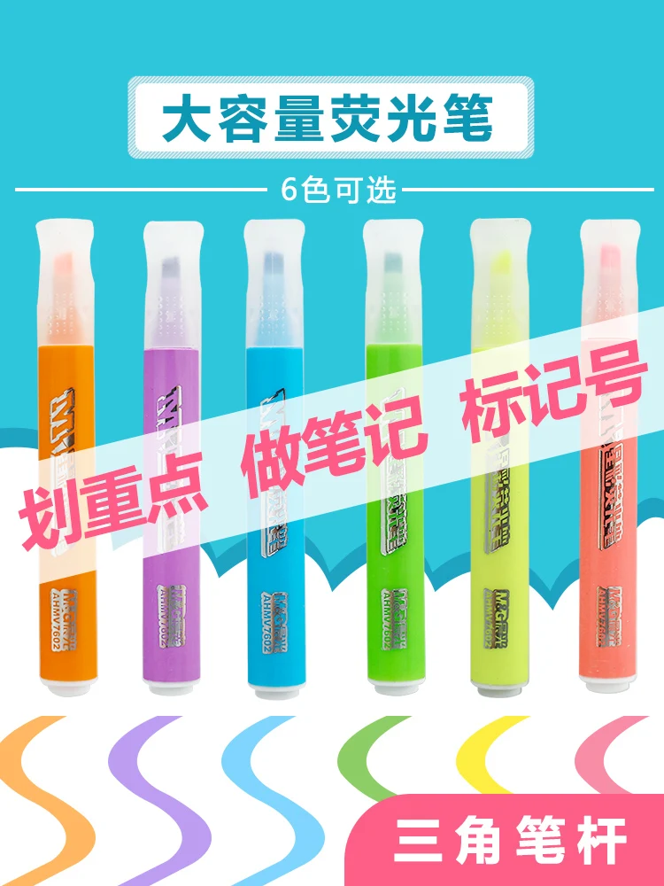 

3Pcs Color Highlighter Oblique Bold Creative Note Highlighter Marker For Students
