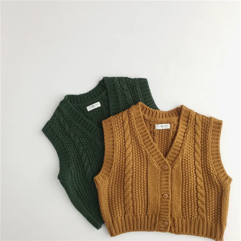 

Baby Sweater Knit Children Cardigan For Boy Sleeveless Boys Vest Autumn Winter Kid Waistcoat Knitwear Toddler Sweater Cardigan