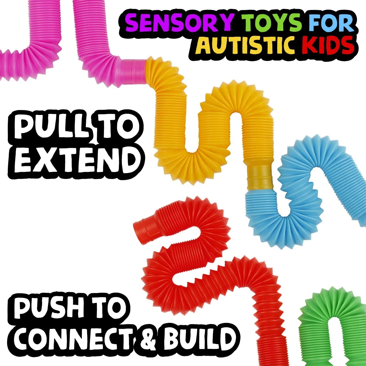 

Minisize Pop Tubes Sensory Fidget Toys Fine Motor Skills Toddler Pipe Tools for Stress and Anxiety Relief Suitable Kids & Adults