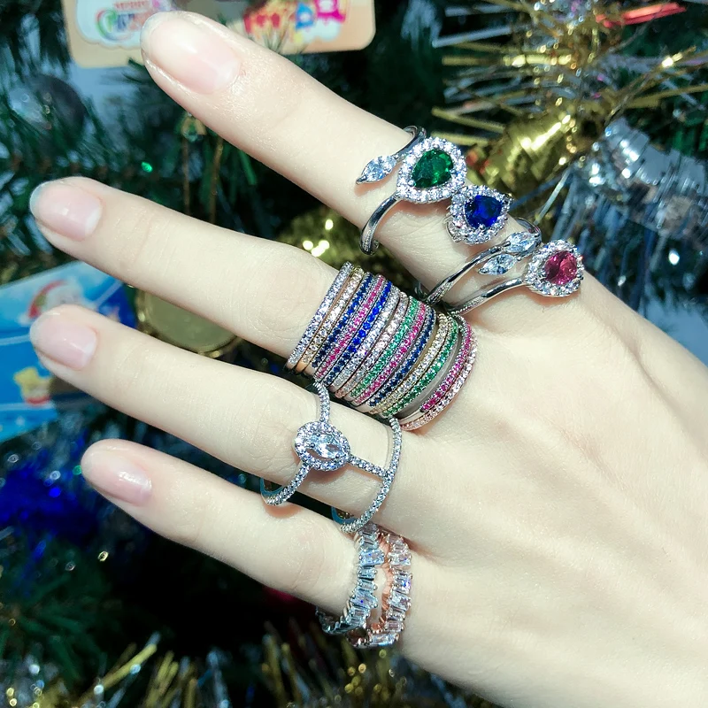 

Fashion Women Engagement Wedding Bridal Party Cubic Zirconia Rings Sets Jewelry Gift R127