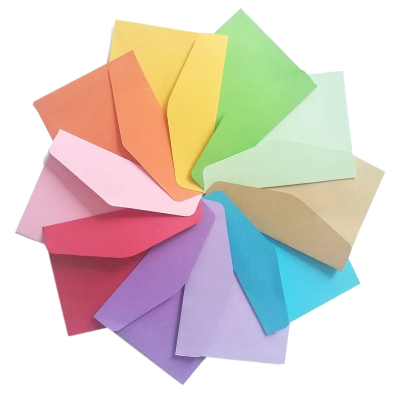 

100 Pc Mini Envelopes 10 Colors Gift Card Envelopes for Personalize Gift Cards Wedding Envelopes or Place Card