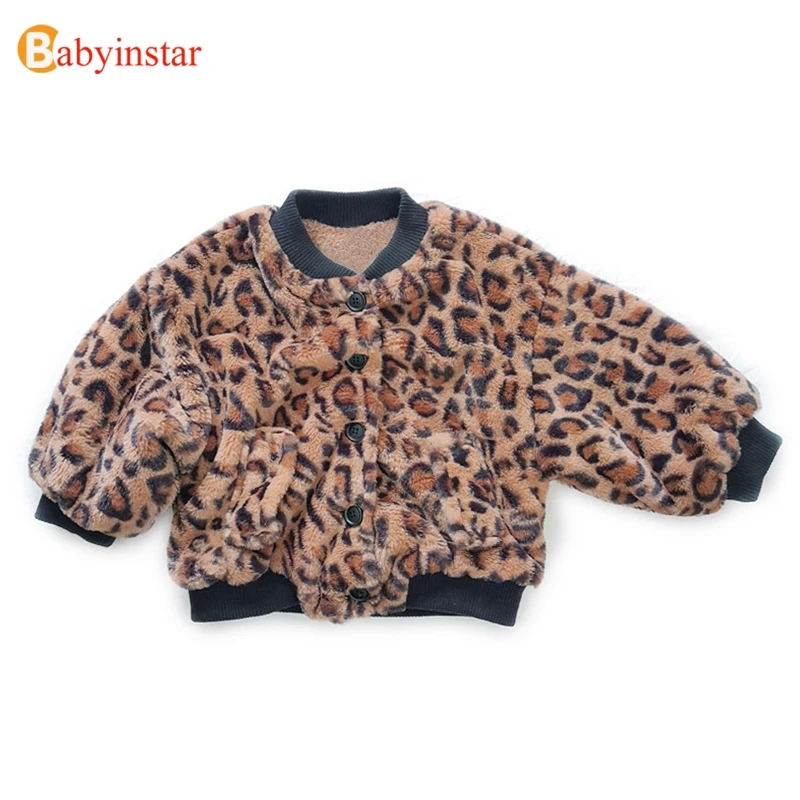 Новая бархатная куртка Babyinstar с леопардовым принтом зимнее пальто для маленьких