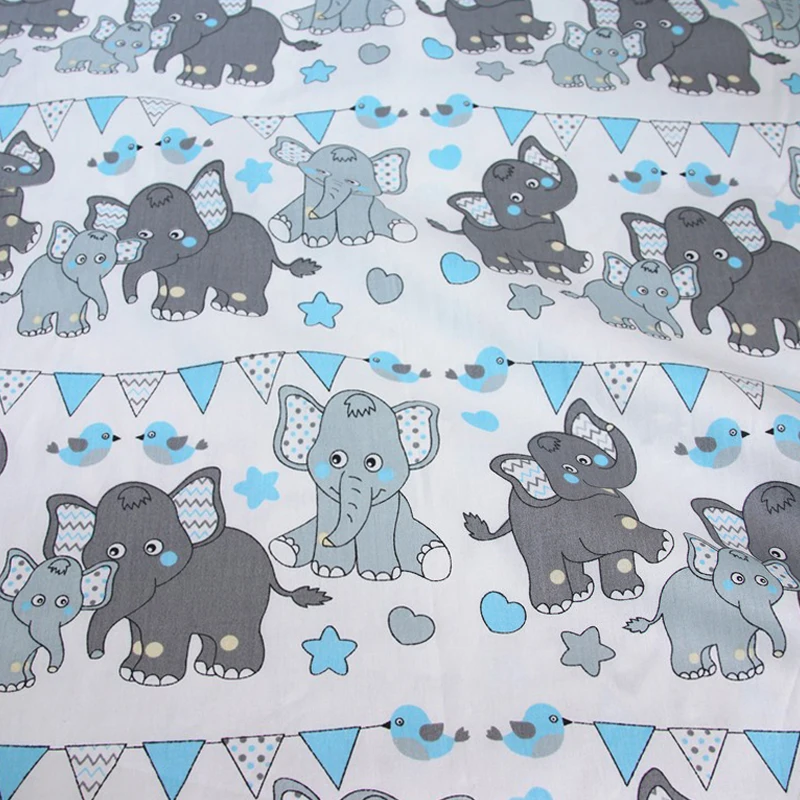 Хлопчатобумажная ткань с принтом милого слона лоскутное шитье сделай сам для