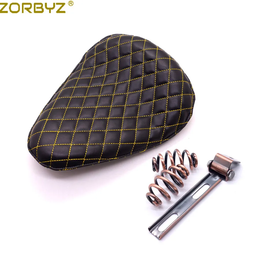 ZORBYZ черная мотоциклетная искусственная кожа Алмазная Одиночная пружина и