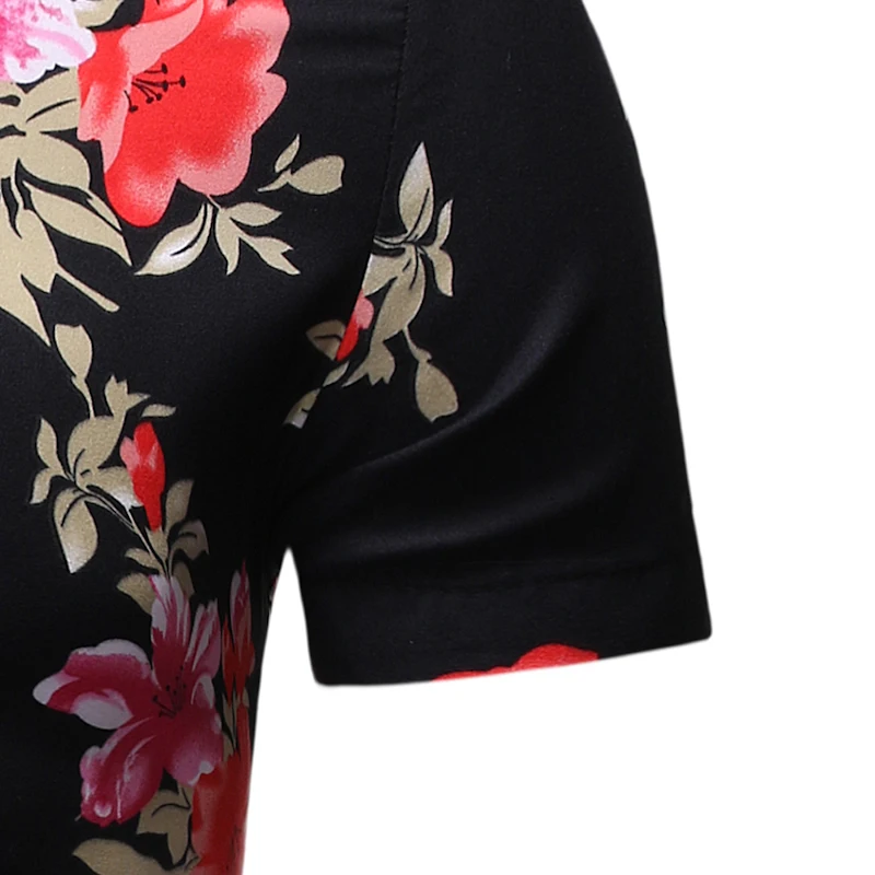 Черная рубашка с цветочным принтом мужская пляжная Повседневная гавайская 2020