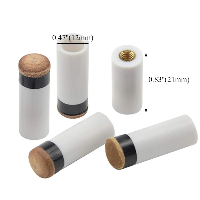 

Billiard Cue Tip 12mm Brown Tip Set 15 Set Billiard Cue Pure White Ferrules with Replacement Parts Stick Repair Tool Set