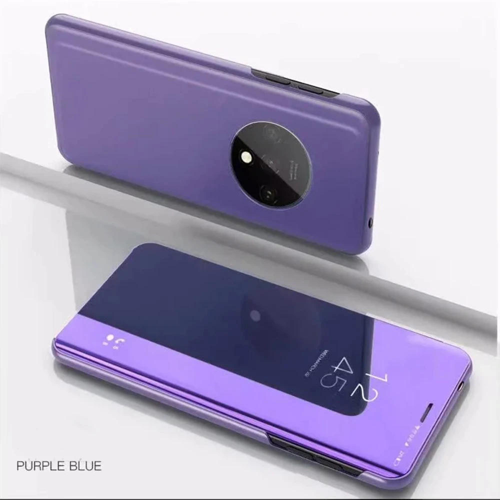 Чехол для Oneplus 7 T, чехол для Oneplus 7 Pro, зеркальный умный флип-чехол, прозрачный вид из искусственной кожи, чехол для Oneplus 7T 1+ 7T 7 Pro, чехол