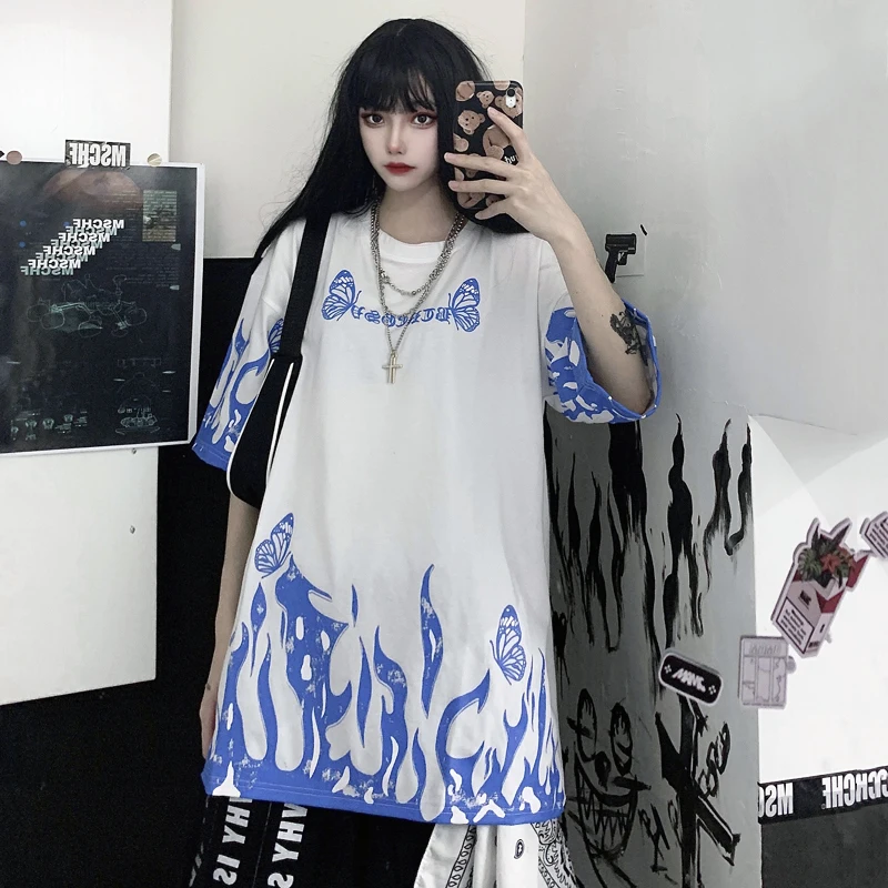 Женская футболка с круглым вырезом Harajuku летняя свободная коротким рукавом и