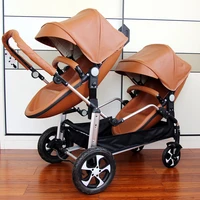 new twins baby stroller 2 in 1poussette double jumeauxshell double strollerluxury baby carriageleather strollerfolding pram