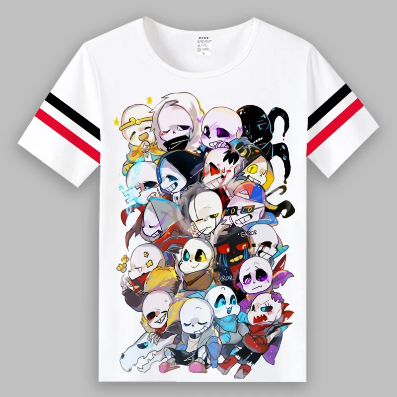 Футболка для косплея Undertale летняя повседневная футболка с принтом скелета Sans Frisk