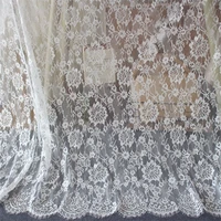 off white embossed flower eyelash lace fabric 3meters length tulle sewing cloth fabric v2501