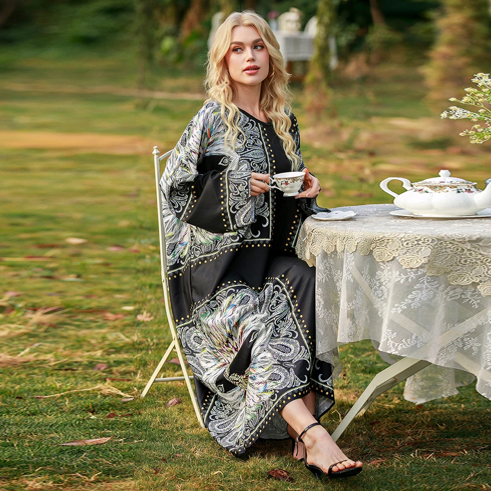 

Summer Ramadan Eid Muslim Women Dress Abaya Dubai Plus Size Turkey Islamic Clothing African Vestidos Mujer Boho Moroccan Kaftan