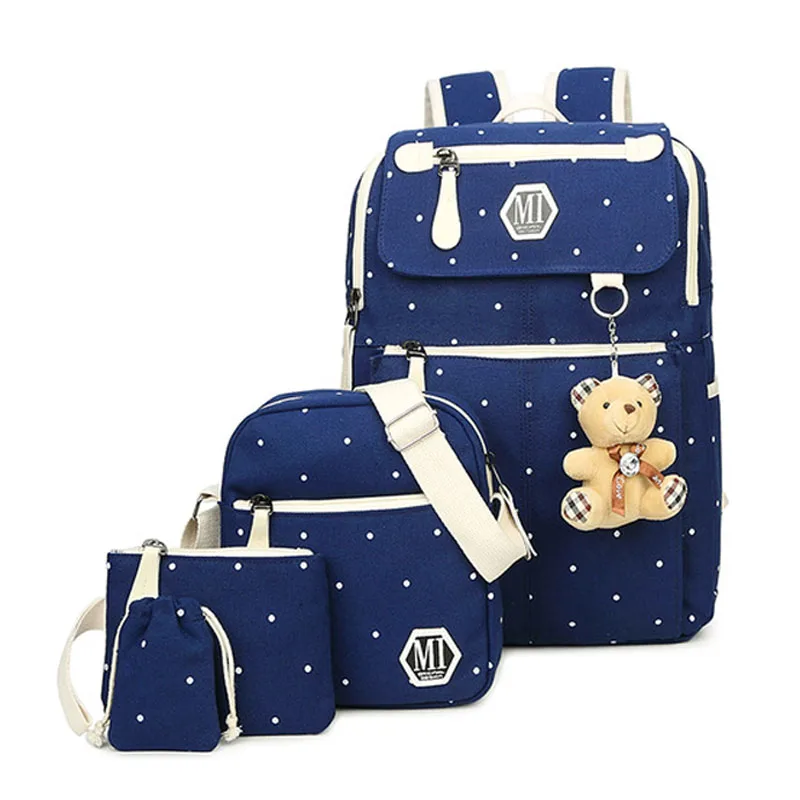 Холщовые школьные ранцы для женщин 4 шт./компл. модный ранец колледжа девочек и