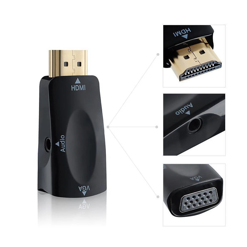

Адаптер HDMI/VGA, 1080P, цифро-аналоговый преобразователь мм аудио, для Xbox, PS4, ПК, ноутбука, ТВ-приставки, проектора, HD TV