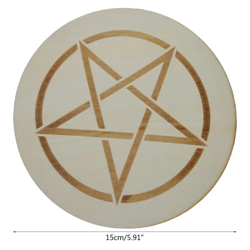 

15cm Wood Divination Coaster Round Altar Pad Props Ritual Divination Witchcraft Supplies for Altar Table Decorations Astrology