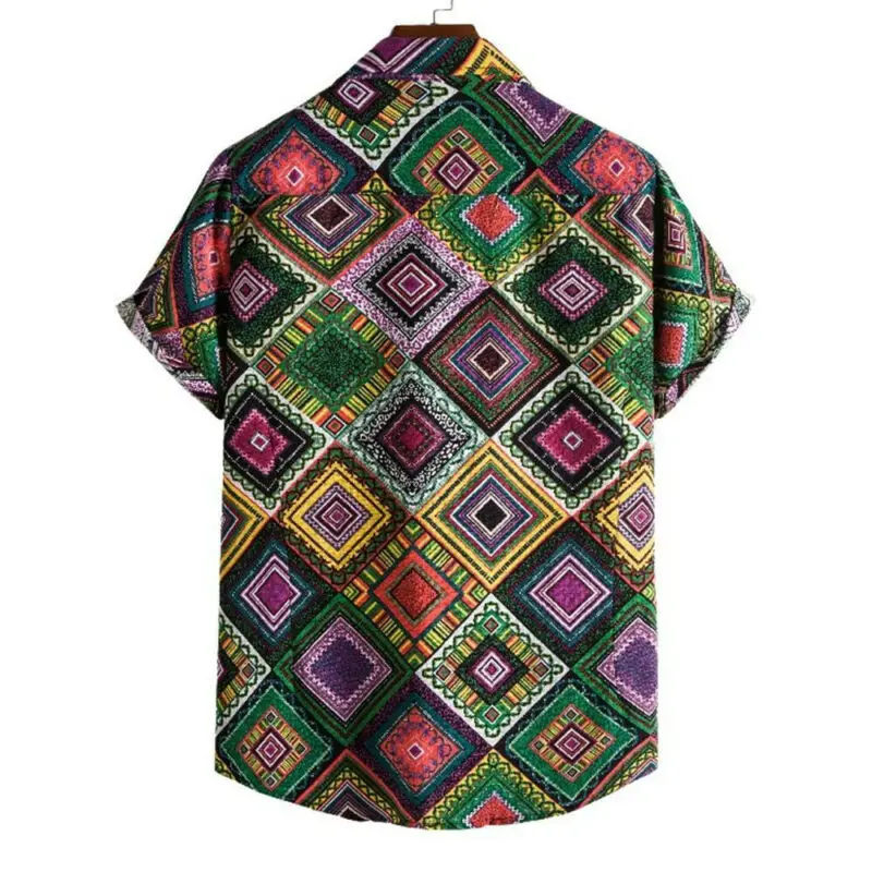 

Men Short Sleeve Floral Boho Shirt Blouse Casual Loose Holiday Beach T-shirt Top