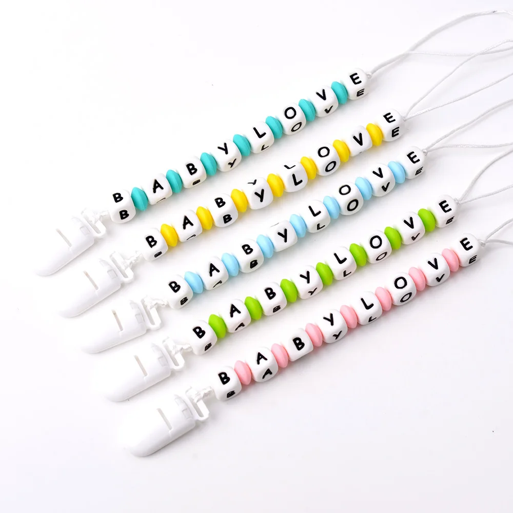 Именная цепочка для соски детские товары силиконовый зажим Пищевая силиконовая