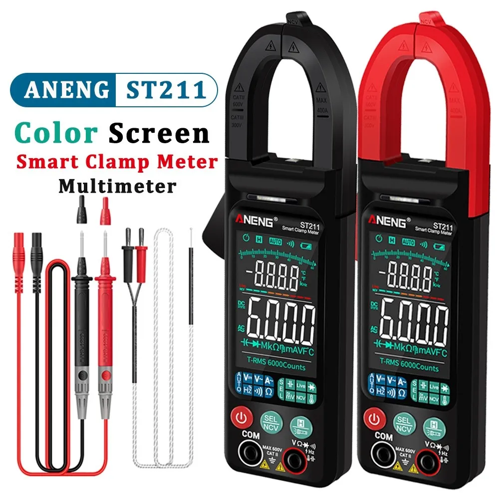 

ST211 Voltage Current Tester Current Resistor RM Voltage Meter 6000 Counts Tester Car Amp Hz Big Color Screen NCV Ohm Test