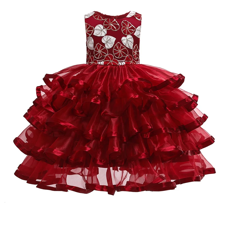2019 г. Новое праздничное платье для девочек детское бальное с вышивкой в виде