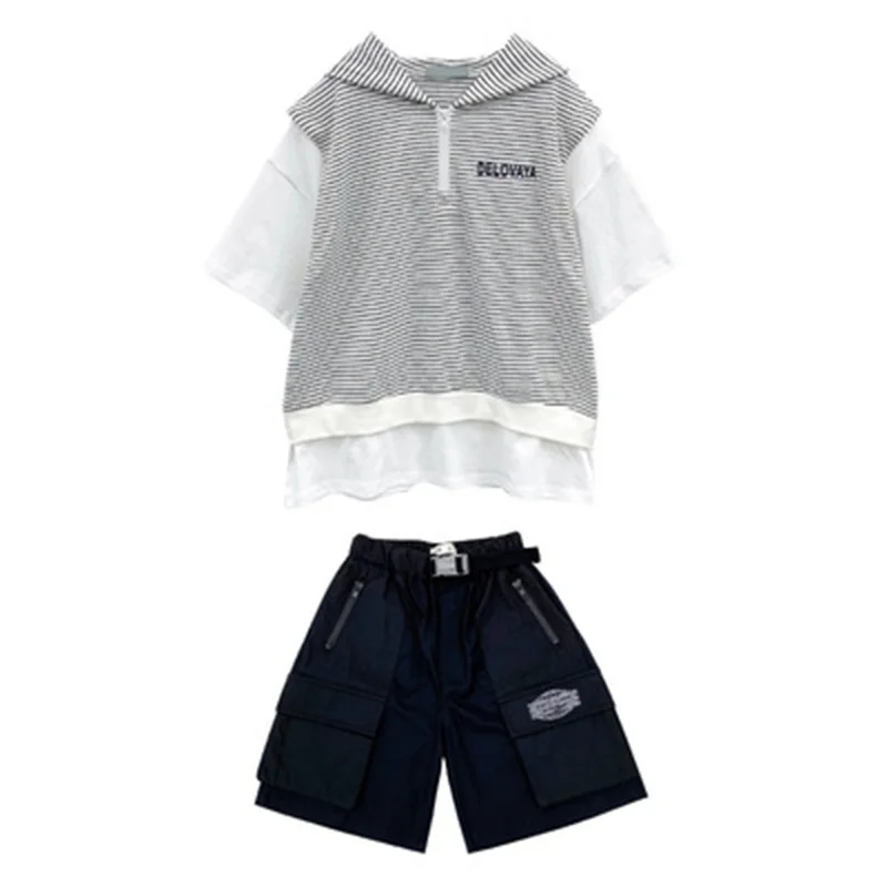 

Girls' suit summer dress 2021 new fashion college style casual two-piece suit trend 3-15 years old teens