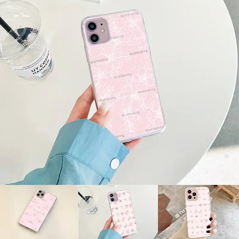 

pink Blush Bossing Phone Case for iPhone xiaomi redmi 7 8 9 11 12 10 S X XS XR MINI Pro Max Plus laser Transparent