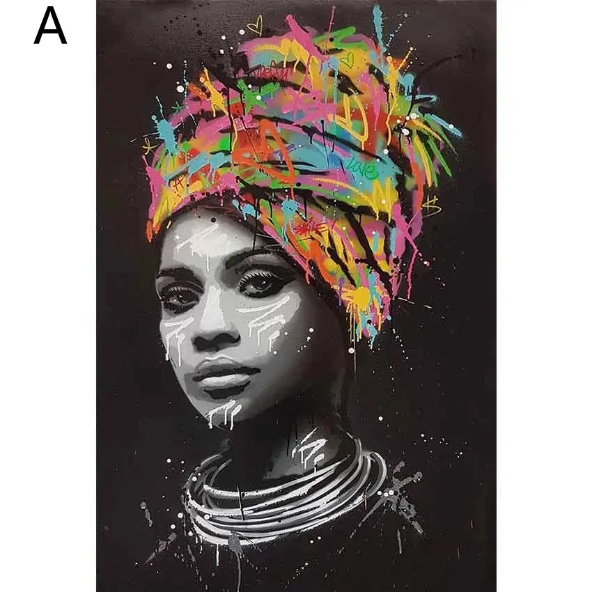 

Bedroom Living Room Decoration African Woman Pictures For Wall Printing Canvas Oil Paint Modern Art Poster Portrait Image