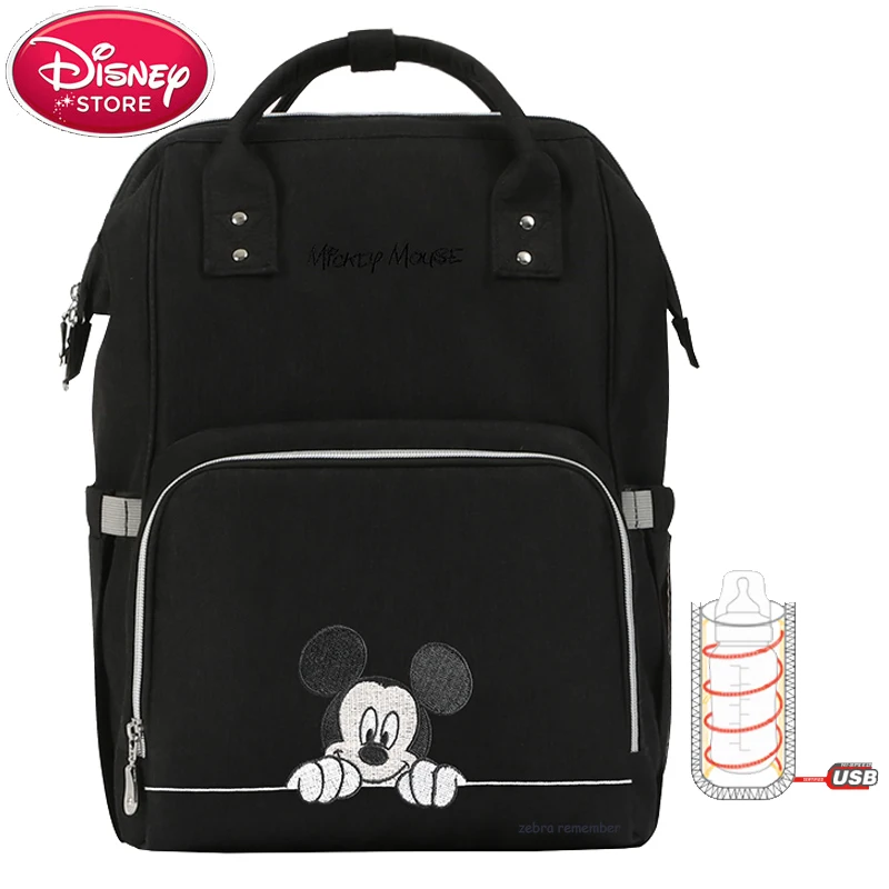 Disney Mummy сумки Минни Микки Маус рюкзак сумка Мама мешок USB Подогрев изоляции бутылки для ухода за ребенком путешествия пеленки мешок