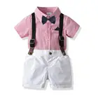 Весенне-Осенняя детская одежда, комплект из рубашки в полоску и длинного жилетагалстука для мальчиков, Детский Костюм Джентльмена