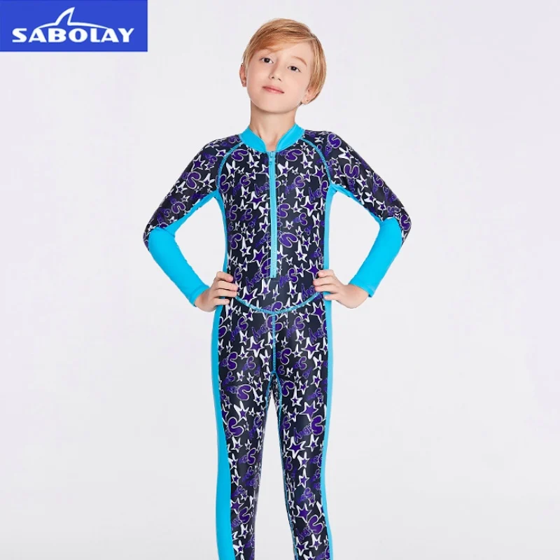 

Детский купальный костюм для серфинга и дайвинга Sabolay, детский сплошной купальник для мальчиков с защитой от УФ-лучей и длинным рукавом