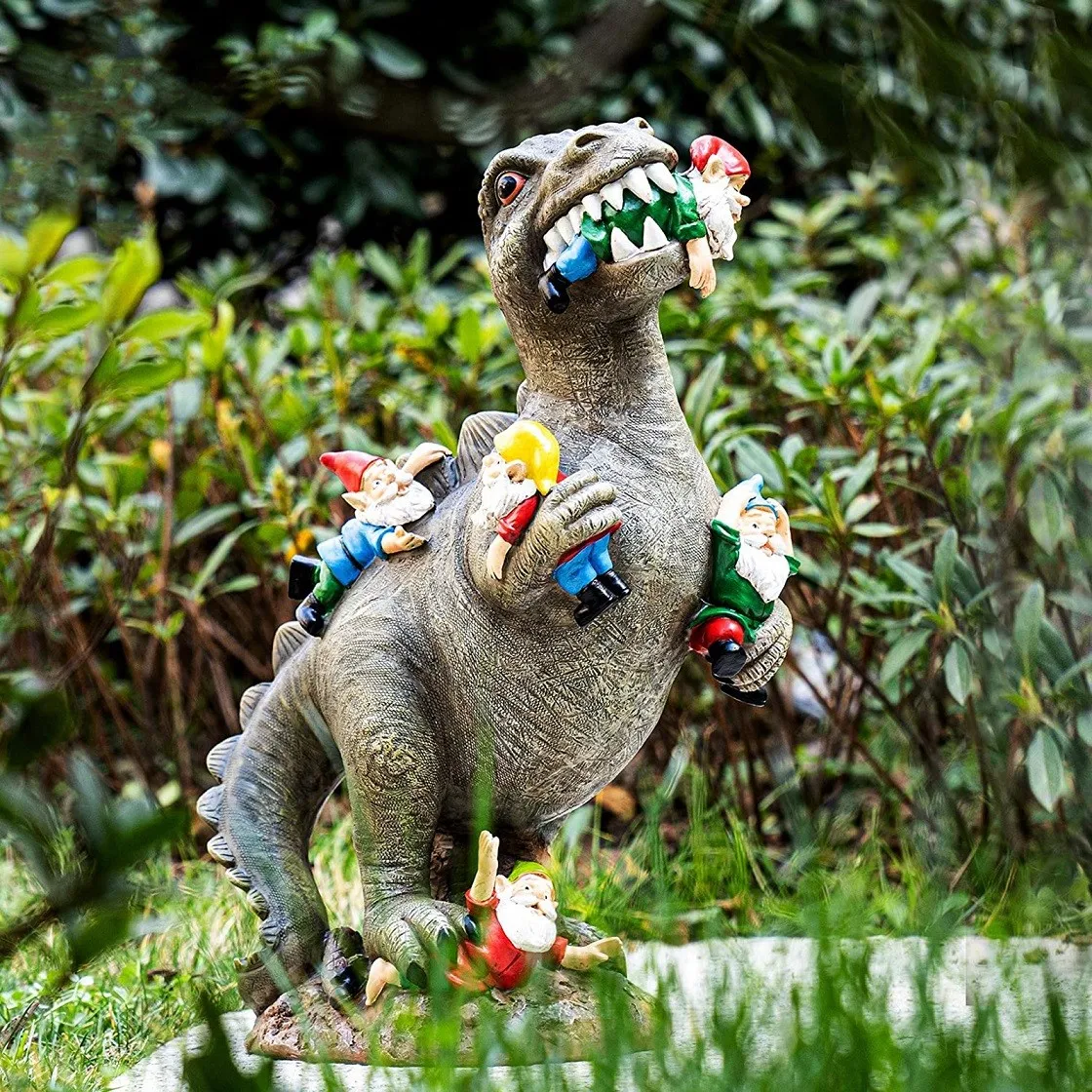 

Dinosaur Eating Gnomes Garden Art Outdoor For Fall Winter Garden Decor Outdoor Garden Ornament Dinosaur Decoration Accessories
