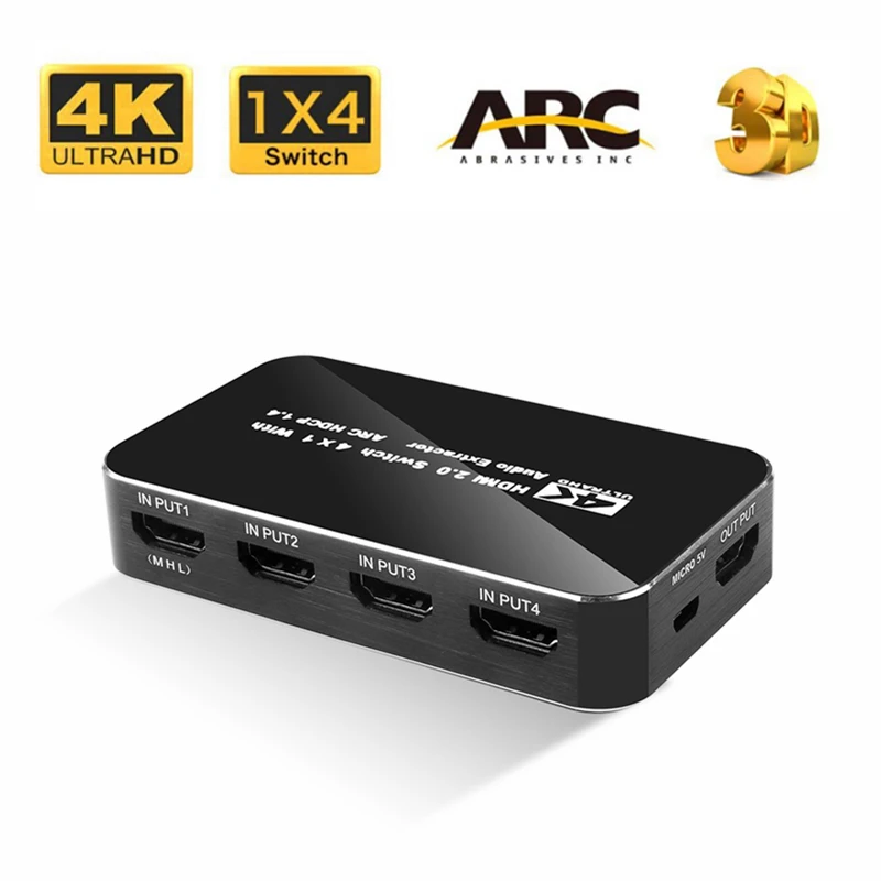 KEBIDU UHD 4K 2 0 Разветвитель переключатель 4 в 1 аудио экстрактор с ARC HDCP 1080P для PS4 pro DVD