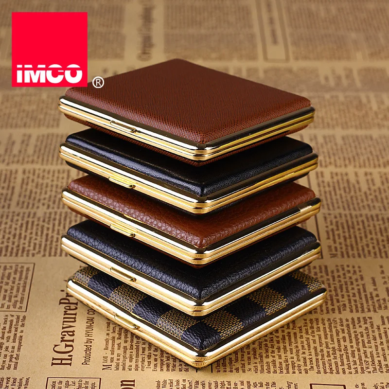 

New IMCO Original Cigarette Case Cigar Box Leather Tobacco Holder Pocket Storage Container Smoking Accessories Gadgets For Men