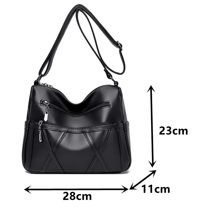 

Big Size Messenger Handbags for Women Multi-pocket Travel Bag Luxury Soft Leather Shoulder Bags Retro Female Crossbody Bag Sac