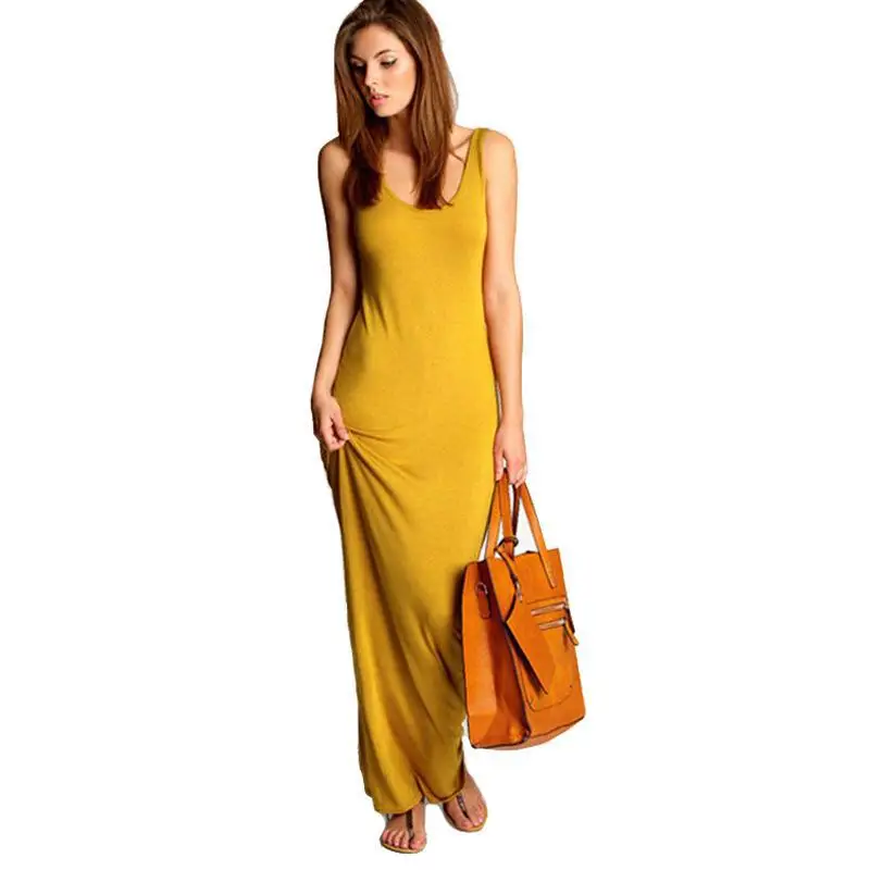 

2021 Summer Women's Sexy Elegant Vest Long Skirt Classic Fashion Dress Multi-code Solid Color Personality