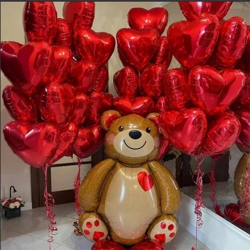 

Valentine Day Decoration Gift Balloons Siamese Love Bear Birthday Party Confession Gold Love Red Balloon Anniversary Globo
