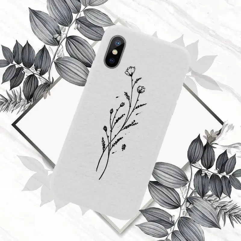 

Flower black and white simplicity Phone Case Candy Color for iPhone 6 7 8 11 12 s mini pro X XS XR MAX Plus