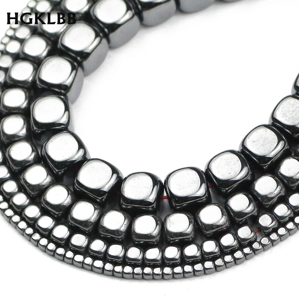 Квадратные бусины из черного гематита натурального камня россыпью для