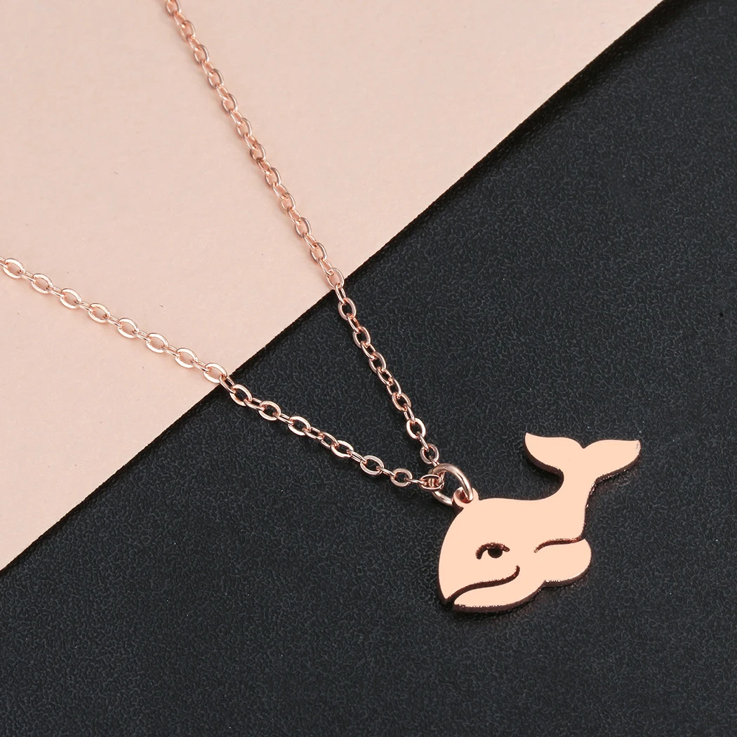 Ожерелье QIMING для женщин и мужчин милое украшение в виде дельфина из нержавеющей