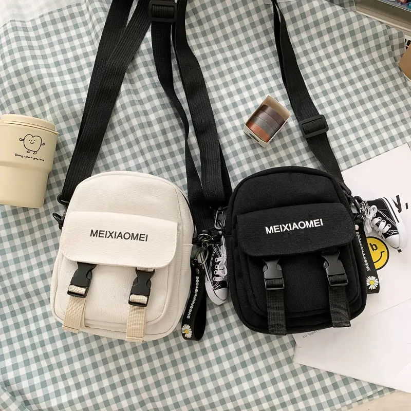 

ins Japanese canvas small bag 2020 new Korean style student all-match shoulder bag Harajuku style girl cross-body bag