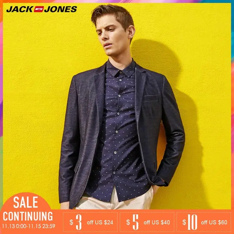 Jack Jones Бренд 2018 Новинка мужский пиджак 55% хлопок 45% полиэстер нательный фасон два
