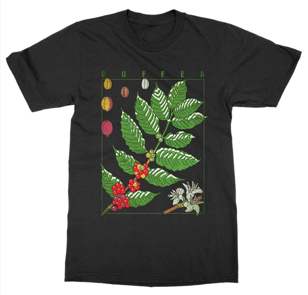 

Tshirt Homme New Coffee T-Shirt Botanical Garden Plant Print Art Botany Bloom Fruit Flower Grow