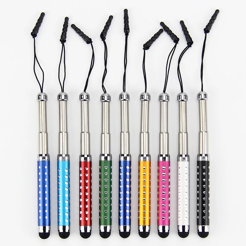 Rhinestone Style Telescopic Three Sections Mini Stylus Touch pen with Dust Plug For Mobile Phone Pen 200pcs/lot | Компьютеры и офис